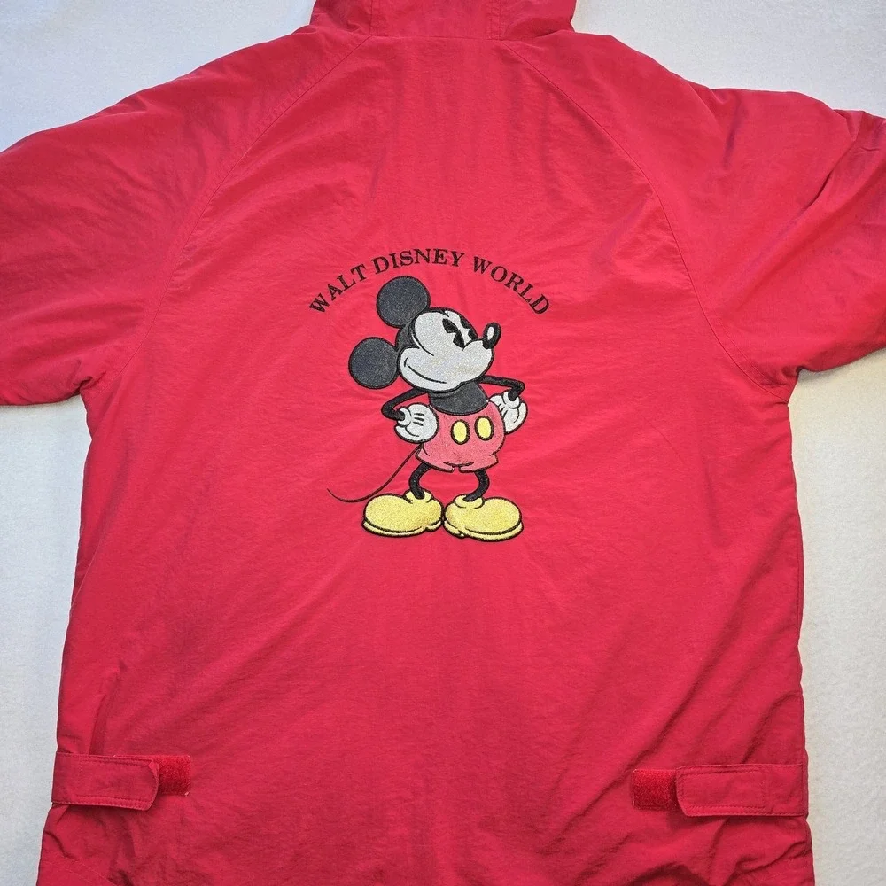 Vintage Disney World Jacket Mickey Mouse Back Embroidery Red Windbreaker Small S